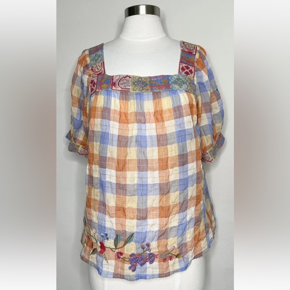 Johnny Was PETUNIA SQUARE NECK PARK BLOUSE. Size: XS - Picture 3 of 11